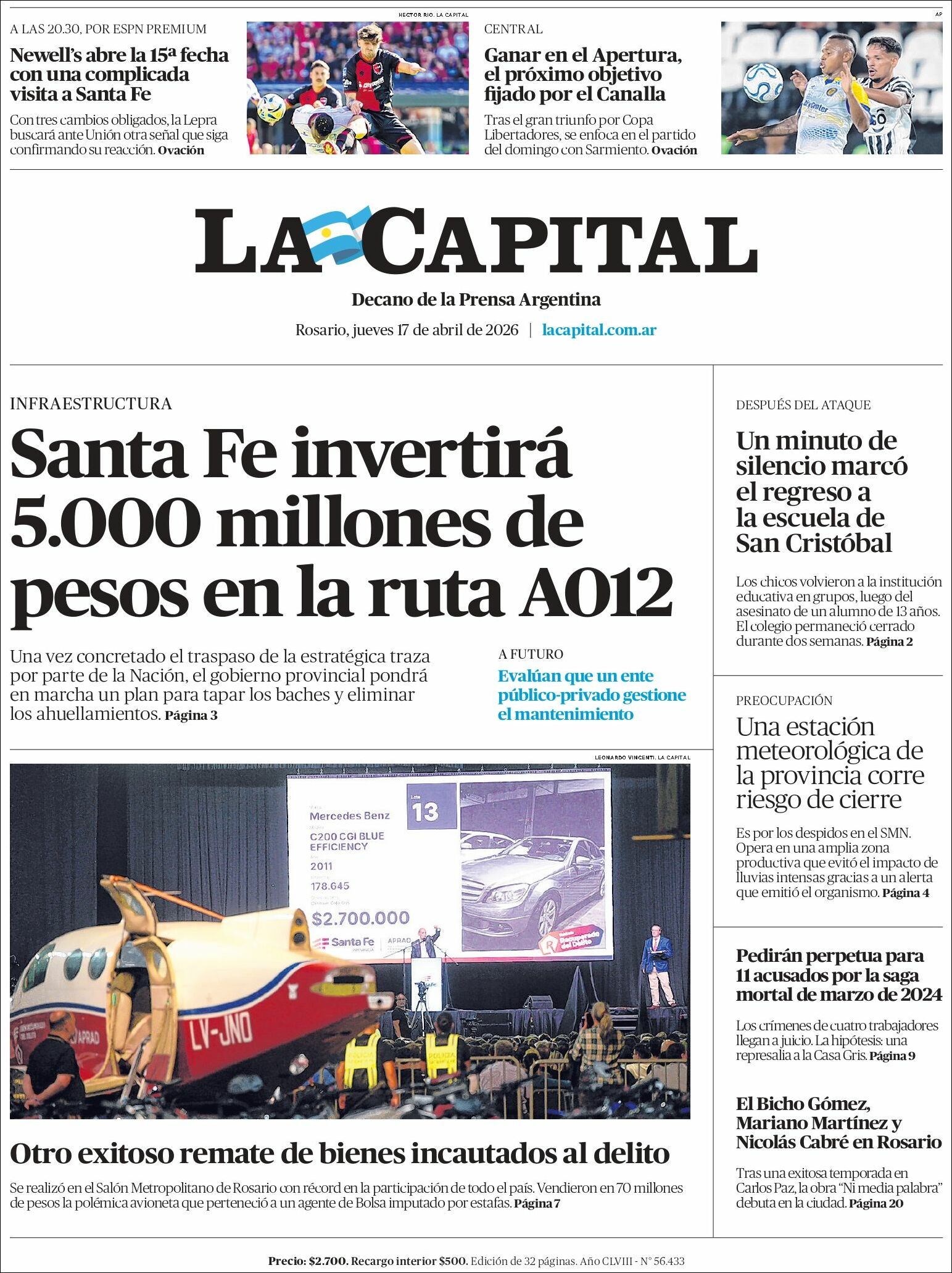 Evolucion Streaming - Sericios Informáticos | RADIO ESPAÑOLA - Tapa del diario La Capital Rosario