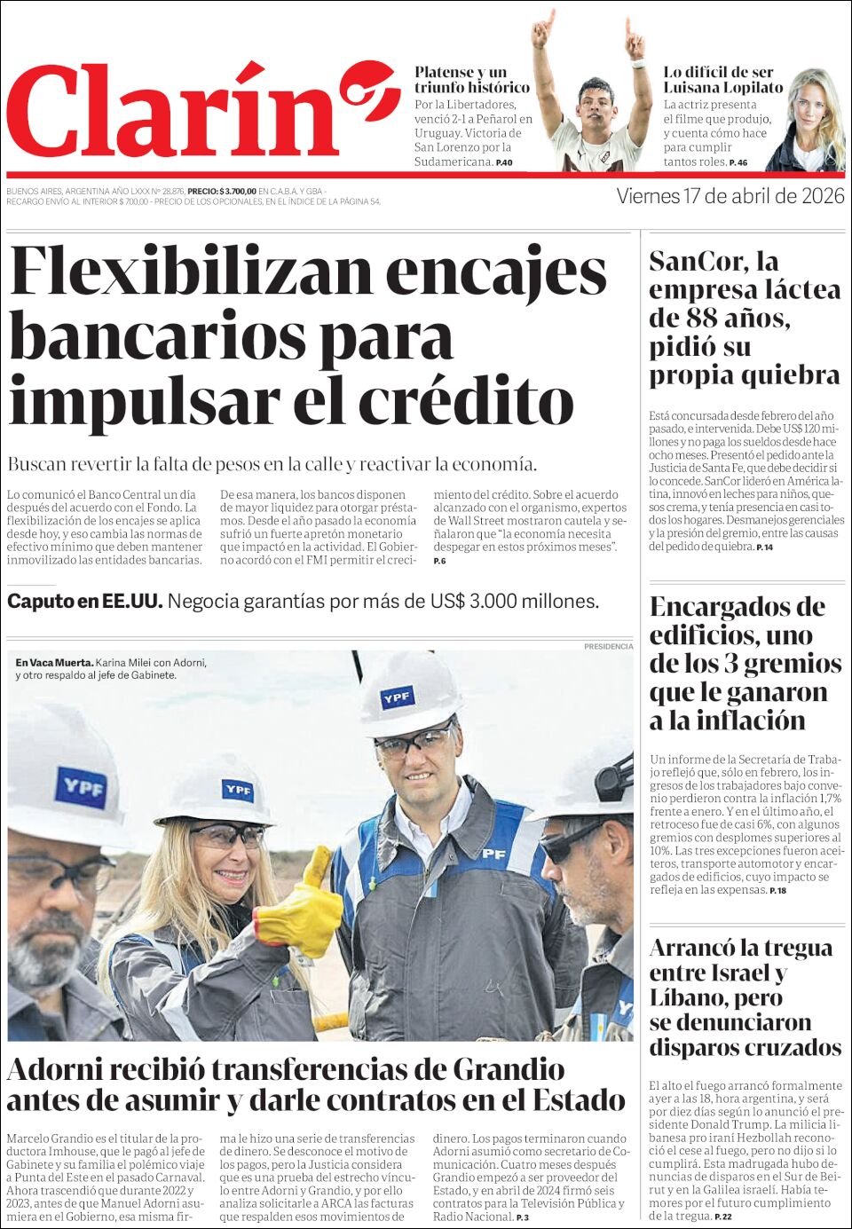 Evolucion Streaming - Sericios Informáticos | RADIO ESPAÑOLA - Tapa del diario Clarín 